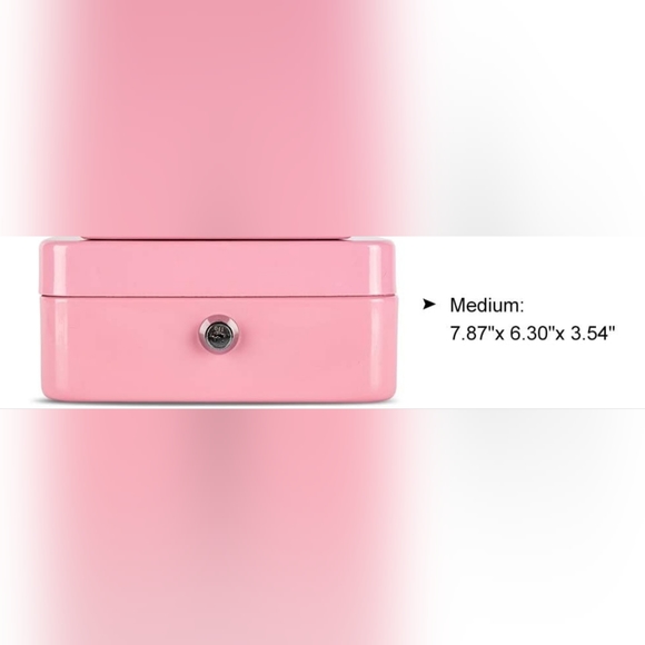 Durable Steel Pink Medium Lock Cash Box With Cash Drawer and a Set Of Lo… - Picture 7 of 9